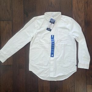 GAP Boy's Youth Soft Cotton White Long Sleeve Shirt
